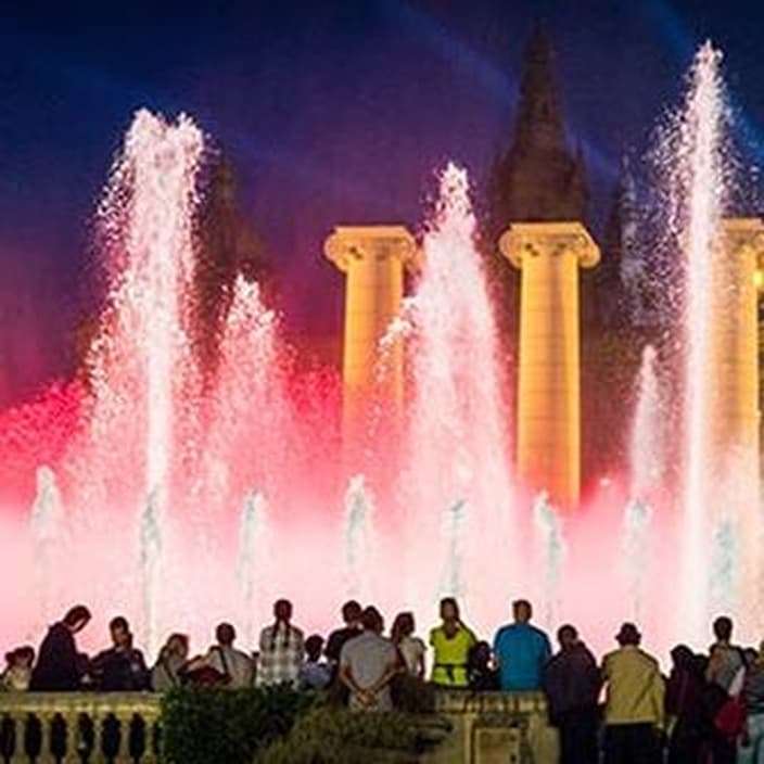 Water and light show at Fountain of Montjuic at night .never forget the day we arrived at Montjuïc just as the fountain started dancing to Queen’s ‘Bohemian Rhapsody’