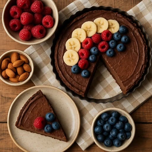 tarta deliciosa de choclate decorada con frutas silvestres 