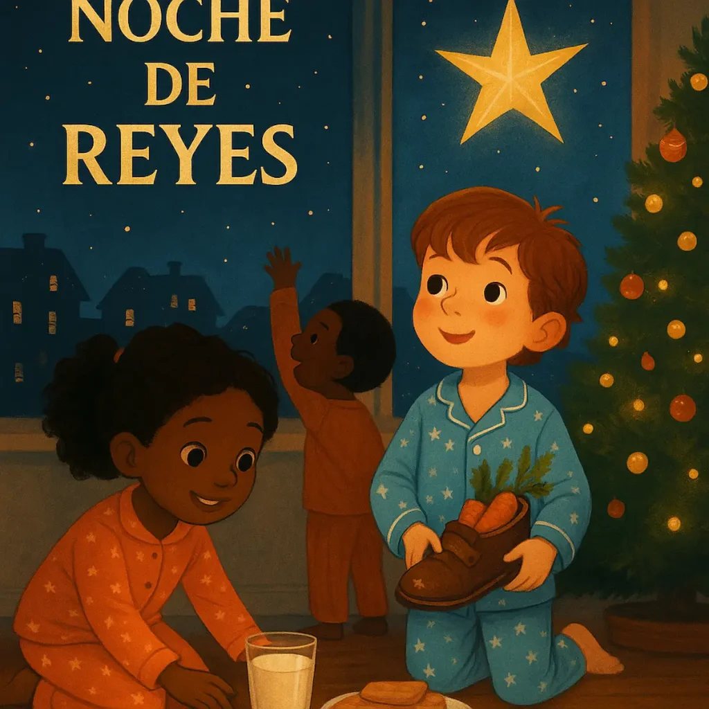 niños preparandose para dormir en la noche de reyes 